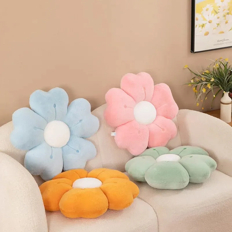 Plush Pillow Comfortable Daisy Flower Shaped - Cute Decorative Pad for Bed and Sofa Soft Polyester Fabric — image 3