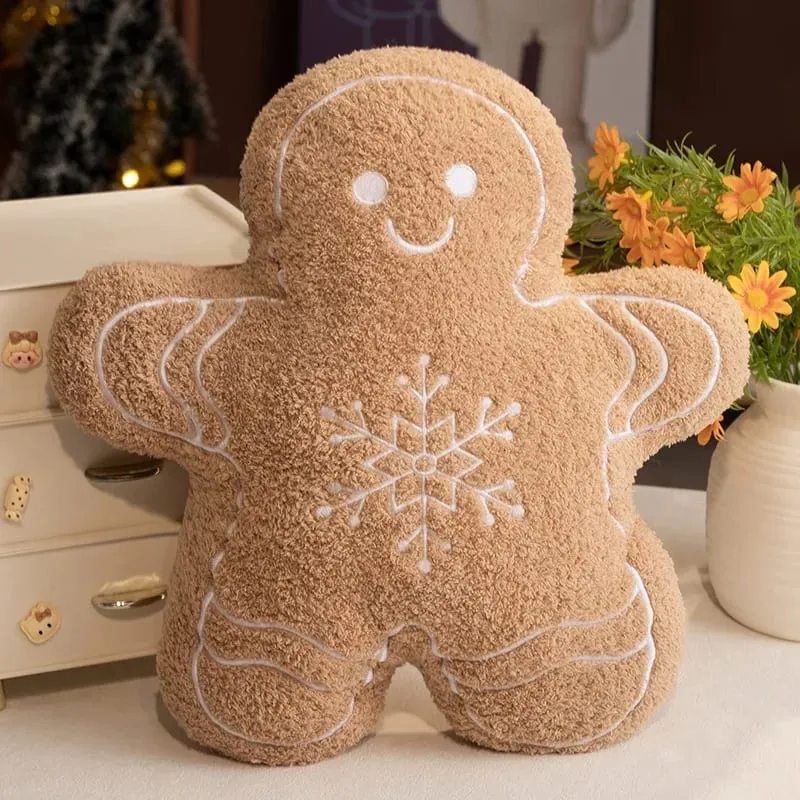 36CM Christmas Gingerbread Man Snowflake House Plush Pillow Toys Biscuit Peluche Stuffed Cookie Soft Doll Room Decoration Gifts — image 9