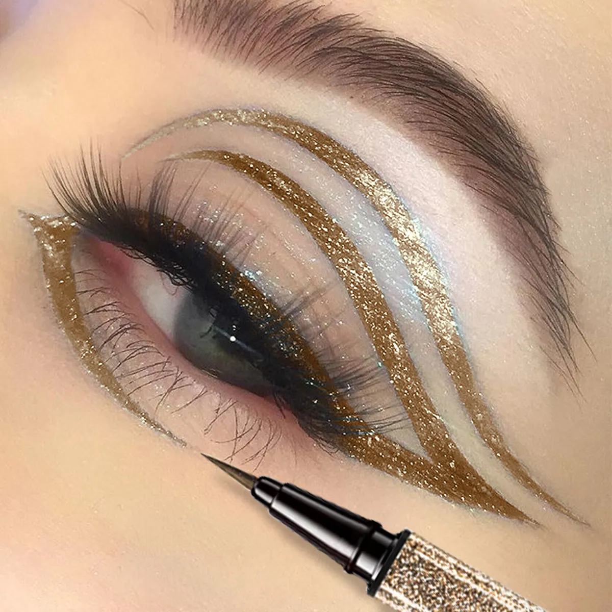 1PC Glitter Liquid Eyeliner Pencil Waterproof Purple Pink Blue Eye Liner Pen Long Lasting Quickily Drying Eyes Makeup For Women — image 4