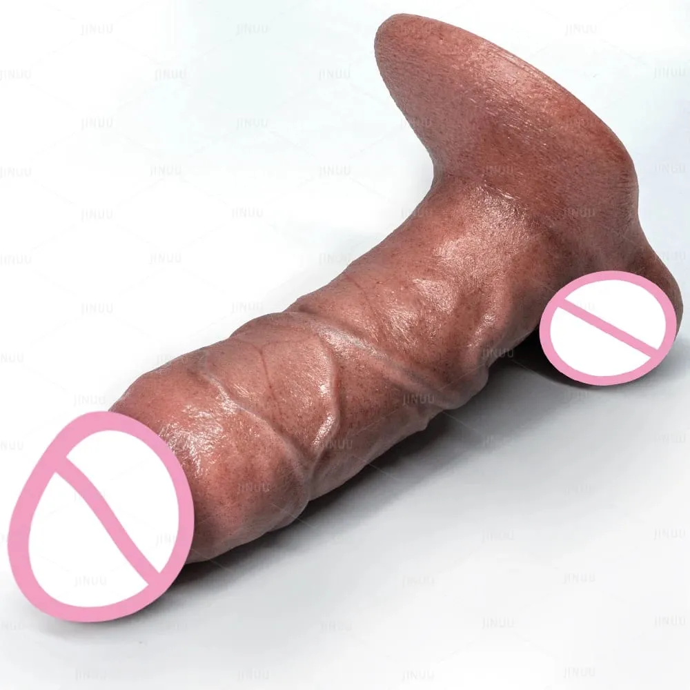 XXL Silikon Tebal Dildo dengan Cangkir Hisap Besar Ramah Kulit Silikon Lembut Pijat Realistis Tingkat Pori-pori Tekstur Penis Mainan Seks