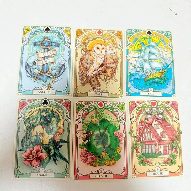 Romantic Lenormand Oracle Cards 37 Deck Art Nouveau English Vision Board Game para sa Party Family Women Deck — image 4