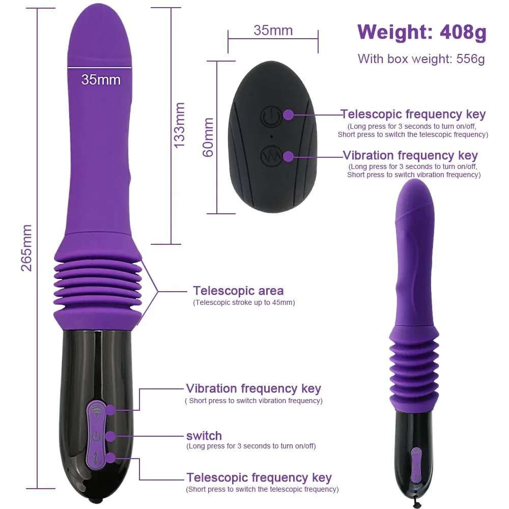 Wireless Remote Control Telescopic Cannon Machine Women's Pull-out Vibration Massage Orgasm Masturbation Device Adult Sex Toy