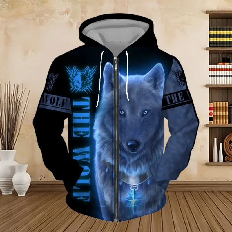 Spring and Autumn Men's Hoodie Sweatshirt 3D Digital Print Tiger Series Zip up Hoodies Fashion Personalized Sweatshirt for Men β image 12
