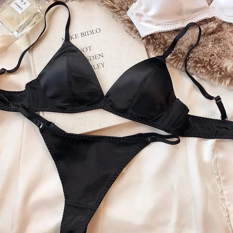 Frauen Sexy Dessous Heiße Unterwäsche Dreieckige Tasse Bh Set Kleine Brust Top Unterstützung Bh Komfortable Push-Up Bh Atmungsaktiv Nahtlose