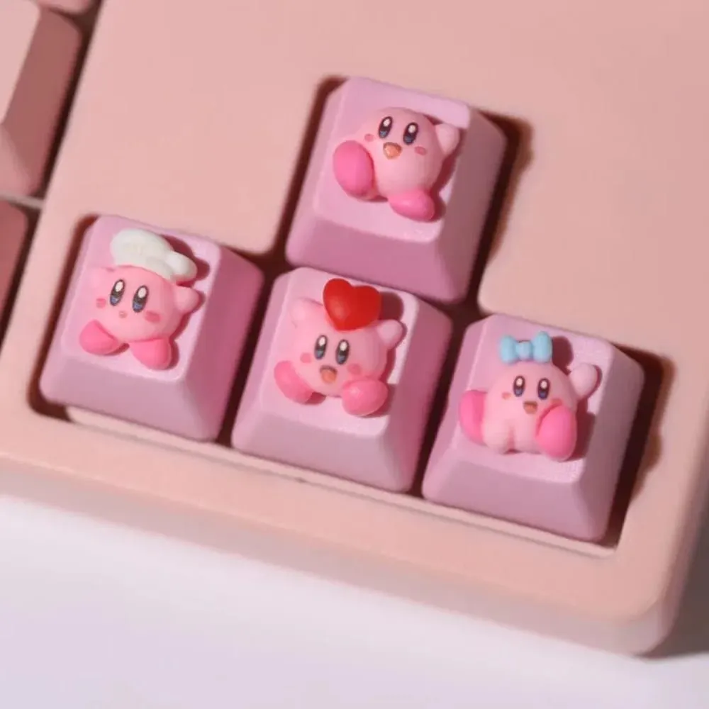 Kirby Keycaps Keyboard for Mechanical Cute Key Cap Suit Button Personalized Keycaps DIY Key Cap Anime Cartoon Pink 3D Keycaps — image 4