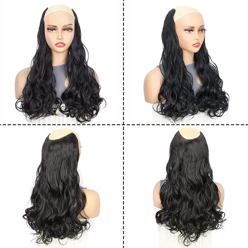 20Inch Synthetic 4 Clip Long Curly V-Shaped Hair Extension Natural Invisible Fashion Lazy Easy Wear Hairpiece for Women Party — image 4