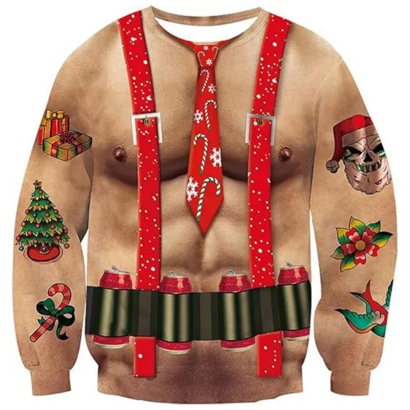 3D Print Ugly Christmas Sweatshirts For Men Women Santa Claus Pattern Long Sleeves Casual Festival Loose Pullover O-Neck Hoodies — image 6