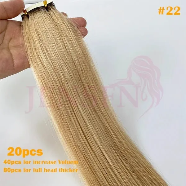 Mini Tape In Hair Extensions 100% Natural Human Hair Remy Quality Straight Seamless PU Tape Ins Brown blonde For Salon — image 11