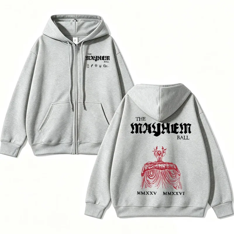Lady Gaga The MAYHEM Ball Red Dress Zip Up Hoodies Fashion Pop Music Cardigan Sweatshirt Loose Fleece Casual Men Women Jackets — image 15