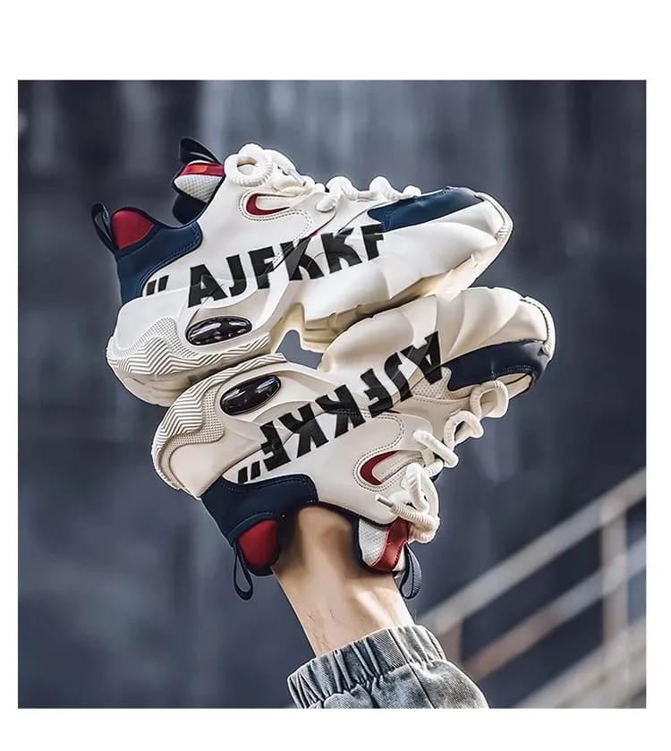 Two Tone Men Casual Sneakers Thick Sole Height Increase Air Cushion Breathable Fashion Daily Sports Shoes — image 7