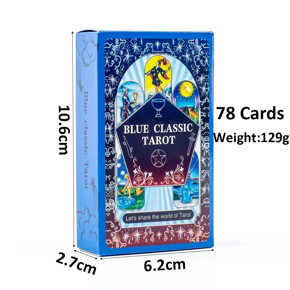 10.3*6cm Blue Classic Tarot Deck - 78 Cards Traditional Waite Imagery with Celestial Mandala Back Unique Starry Border Design — image 3