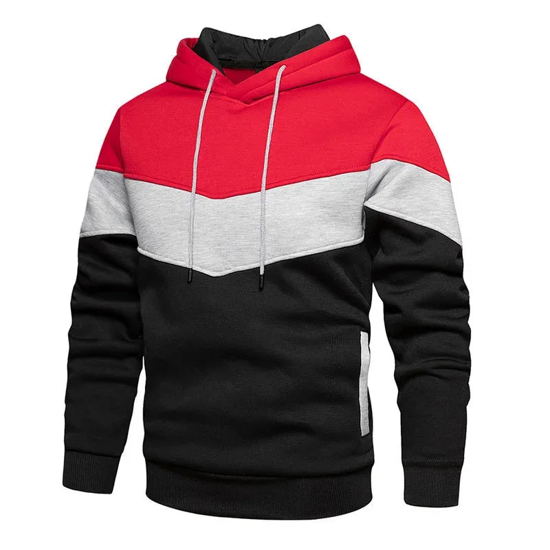 Spring Autumn Fashion splicing Men's Hoodies long sleeve Casual Hoodies Sweatshirts pure color Sweatshirt men tops Pullover — image 13