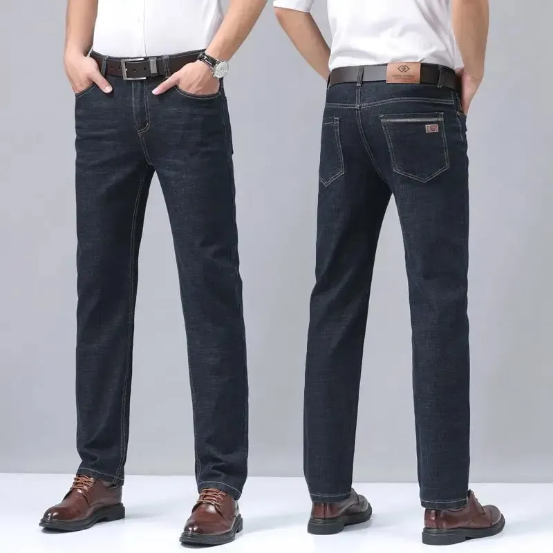 Men's Slim Fit Straight Leg Jeans Simple Casual High-quality Classic Retro Pants — image 4