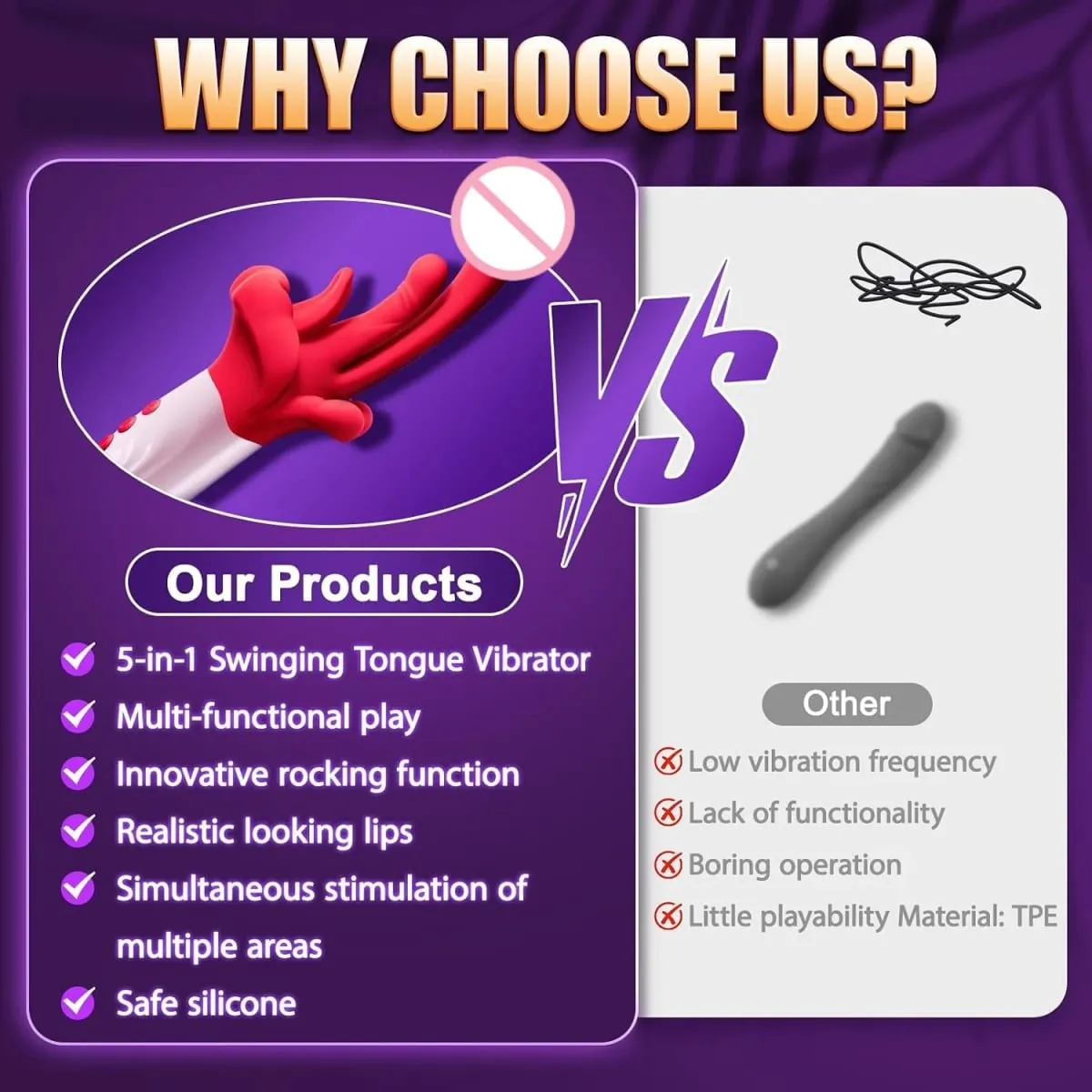 G Spot Vibrator Womens Sex Toy - Tongue Vibrator Adult Toys with 10 Tongue Licking and 5 Rhythmic Swings & Heating Modes for Clitoral Nipple & Anal,Rose Sex Toy Tongue Toy for Women Couple Game — image 5