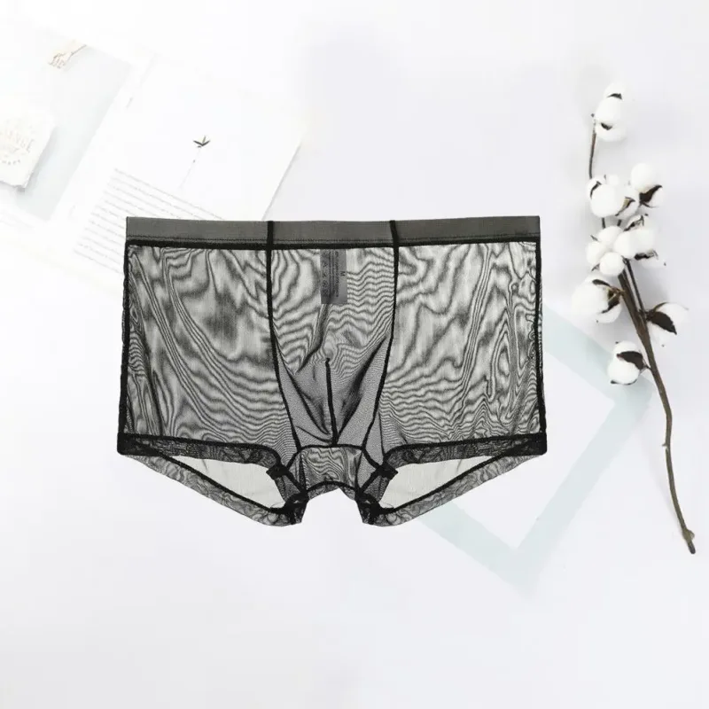Mga Transparent na Boxer para sa Mga Lalaki na See Through Panlalaking Panloob na Sexy Mesh Low Waist Ice Silk Manipis na Nakakapalamig na Panti ng Lalaki na Panloob na Panloob — image 18