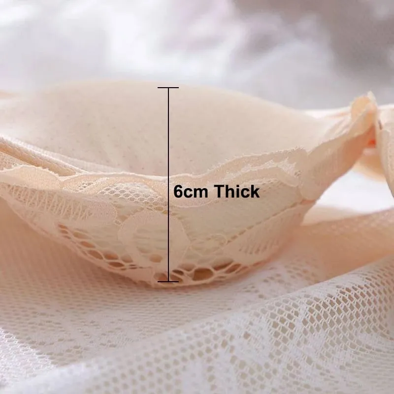 Ultra-Thick Push Up Bra 12cm Thick Cup Lace Gathered Wireless Bra Side Support Full Coverage Lingerie for A/B Cups — image 4