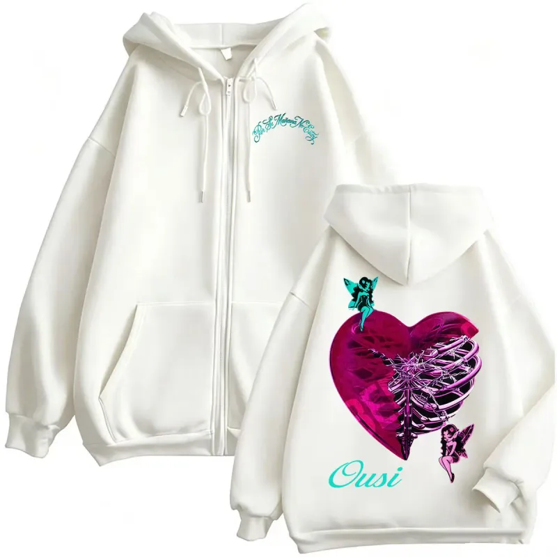 Omar Courtz Por Si Manana No Estoy Tour Zip Up Hoodies Men's Harajuku Aesthetic Sweatshirt Jacket Fleece Casual Zipper Pullovers