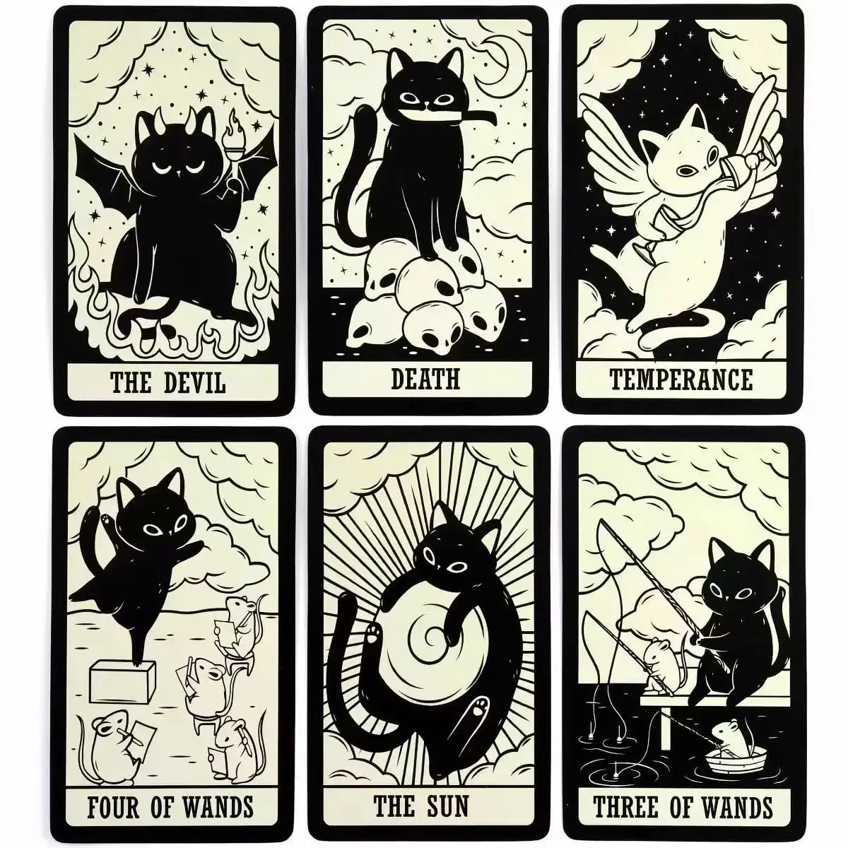 Kitten Tarot Cards 78PCS Black Cat Deck Oracle Divination Witchcraft Cute Animal Tarot For Beginners Spirituality Board Game Gif — image 5