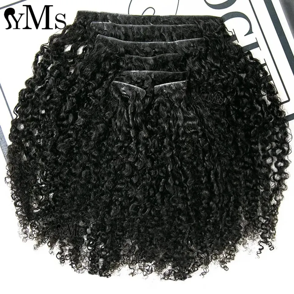 Curly Invisible Clip In Extension Human Hair YMS Invisible PU Seamless Lao Kinky Curly Clip Ins Injected Clip Ins Weft For Woman — image 5