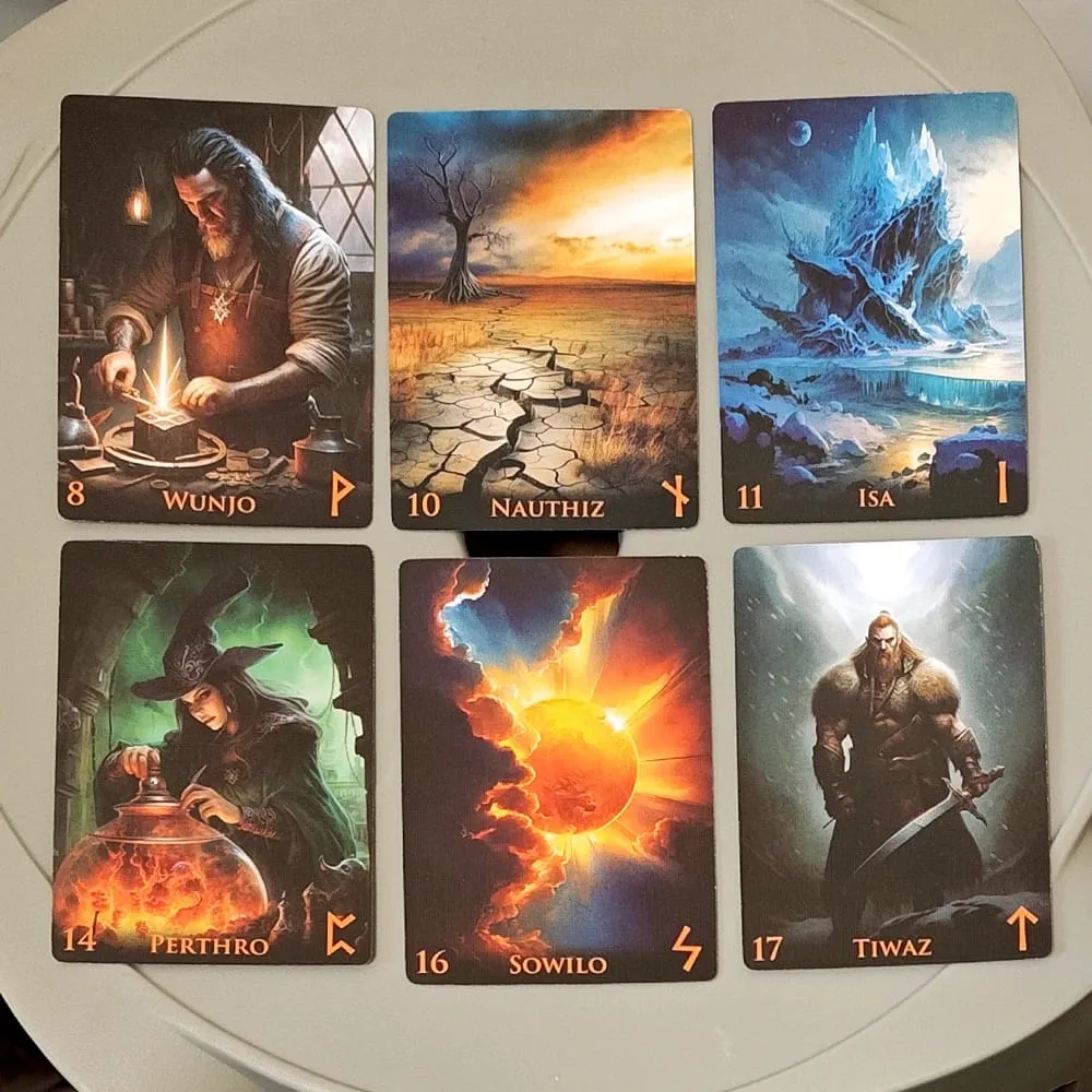 Weird World Runes Deck 9*6cm - 25 Elder Futhark Oracle Cards for Divination Printed on 350GSM Double-embossed Cardstock