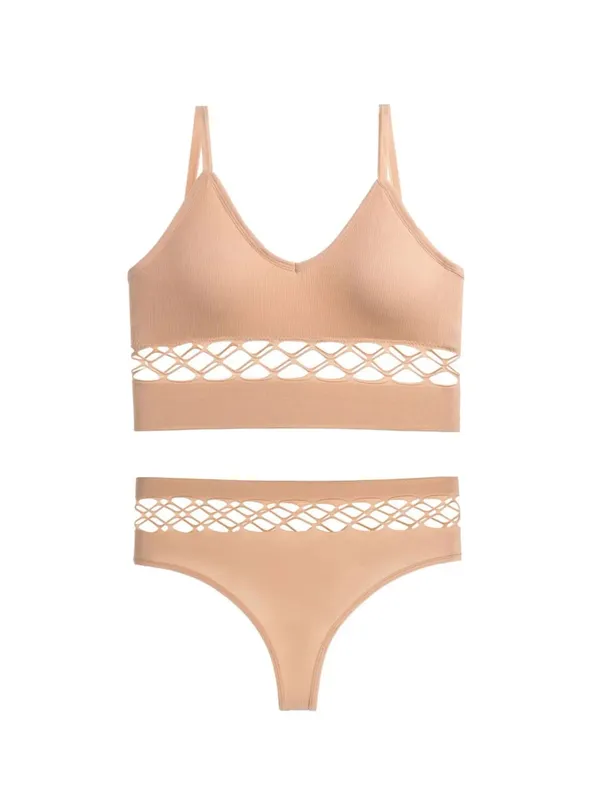 Thin Hollow Out Lingerie Set for Women Wireless Small Bust Push Up Bra Plus Size Breathable Sports Camisole Vest — image 9