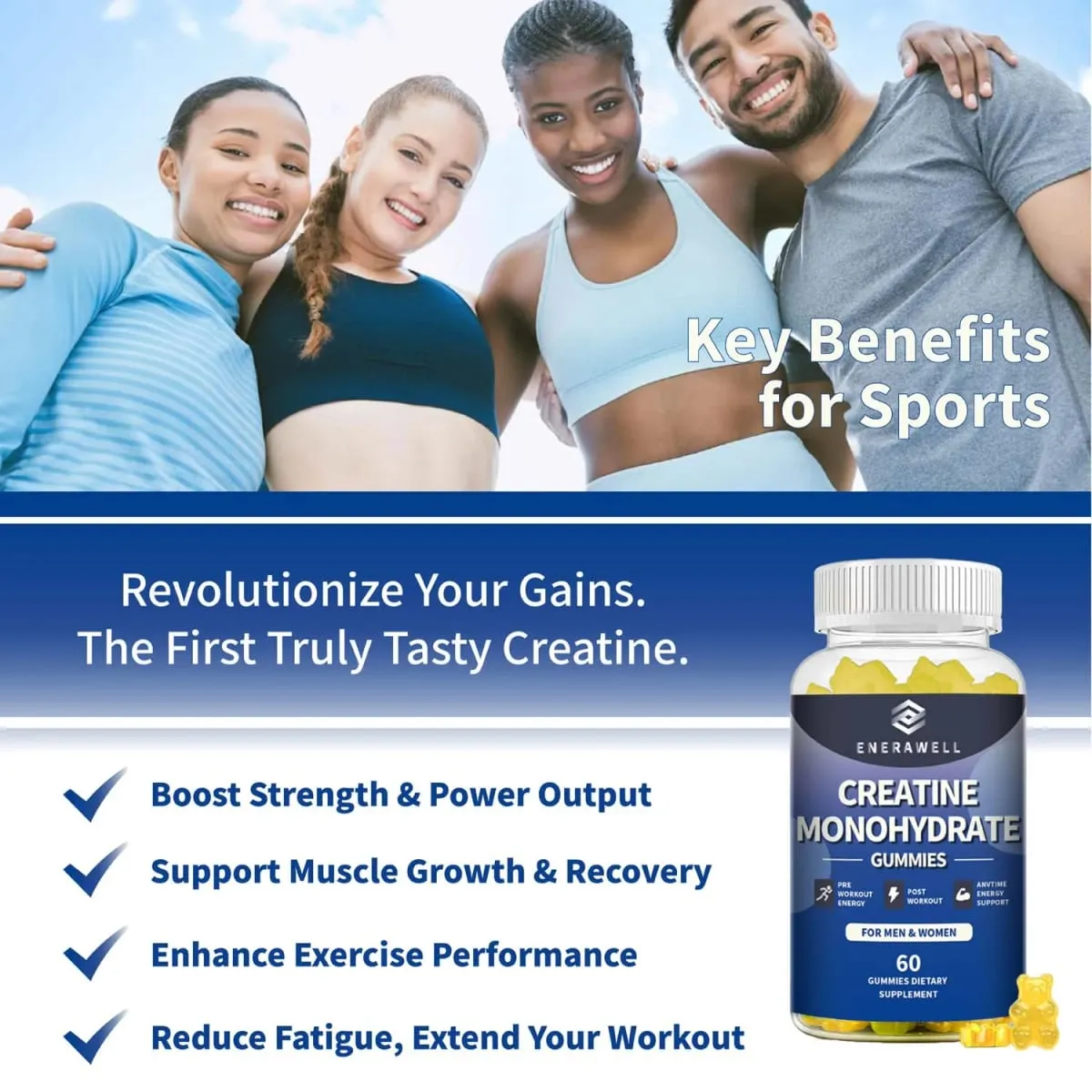 Creatine Monohydrate Gummies Dietary Supplement Supports Workout Recovery Maintenance of Lean Muscle Mass Supports Athletic Performance — image 6