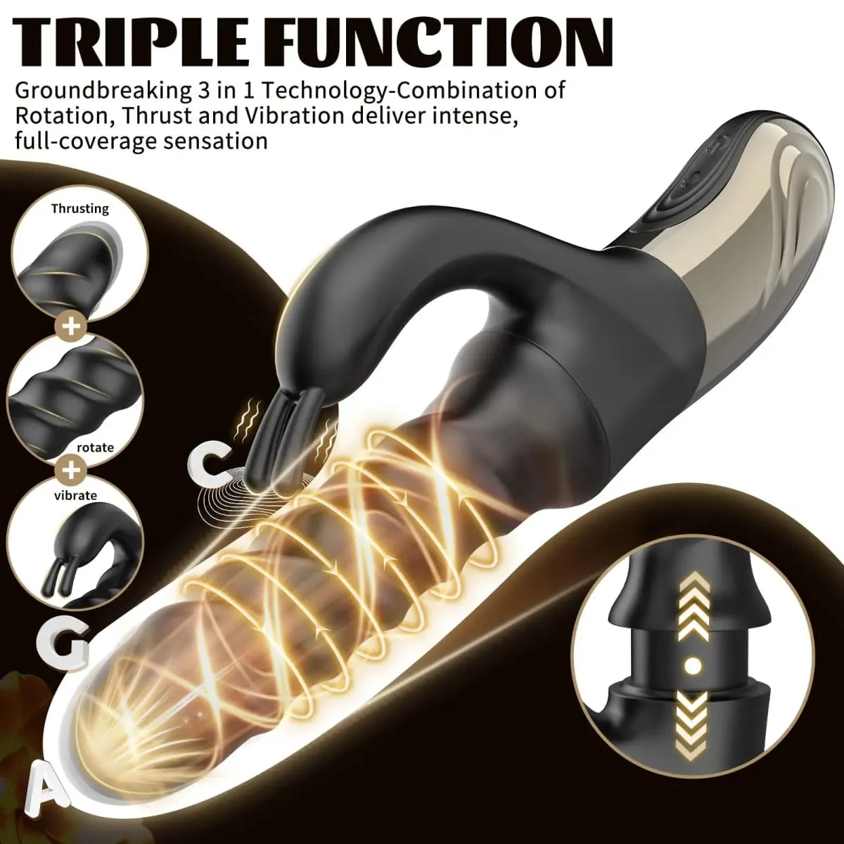 New Women Rabbit Vibrator Rotating Thrusting Vibration Clit G-spot Vaginal Nipple Stimulator Massager Female Masturbator Sex Toy