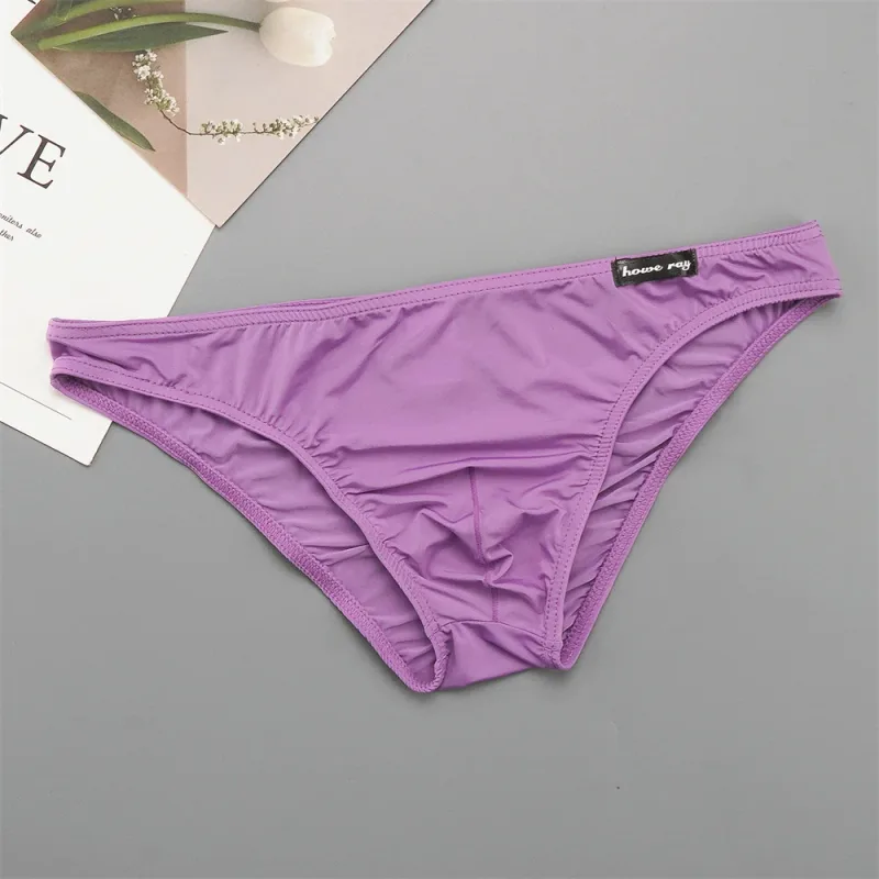 Thin Ice Silk Low Waist Men Briefs Solid Color Semi Transparent Underwear Plus Size Bulge Pouch Smooth Breathable Soft Panties — image 22