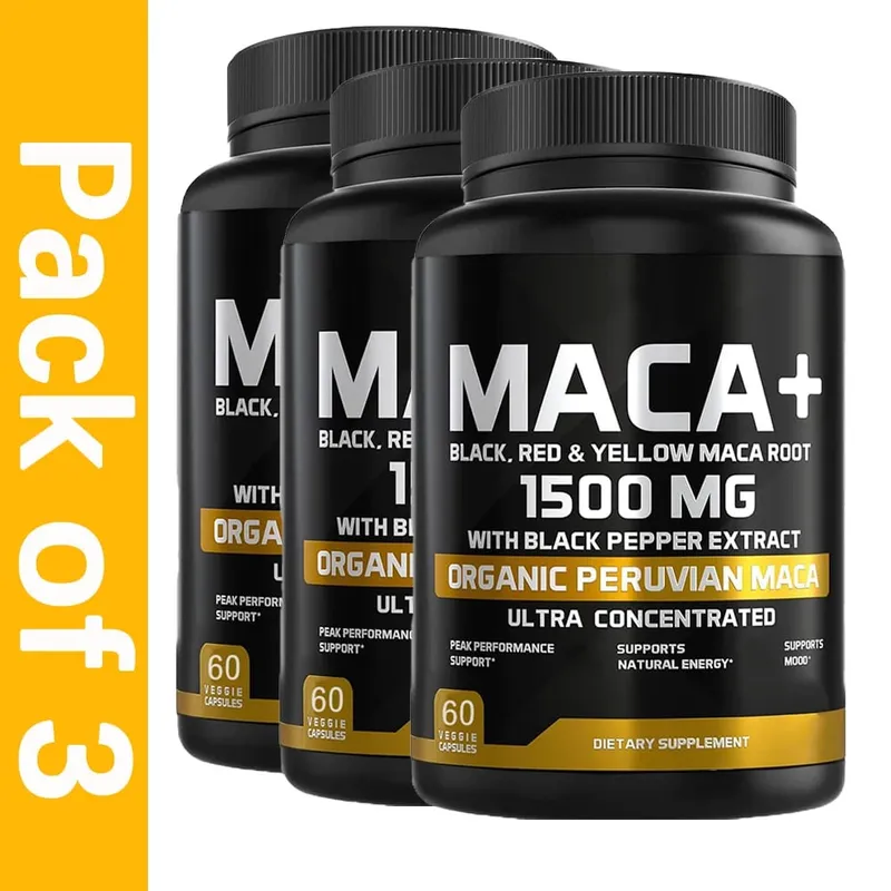 1500mg Organic Maca Root Black Red & Yellow - 60 Capsules - Black Maca Root Capsules for Men Supplement - Non-GMO Gluten-Free — image 9