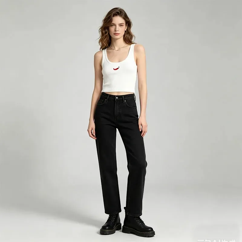 Women's Sleeveless Tank Top - Chili Embroidery Round Neck Ribbed Vest 2026 Summer Sweet Casual — image 2