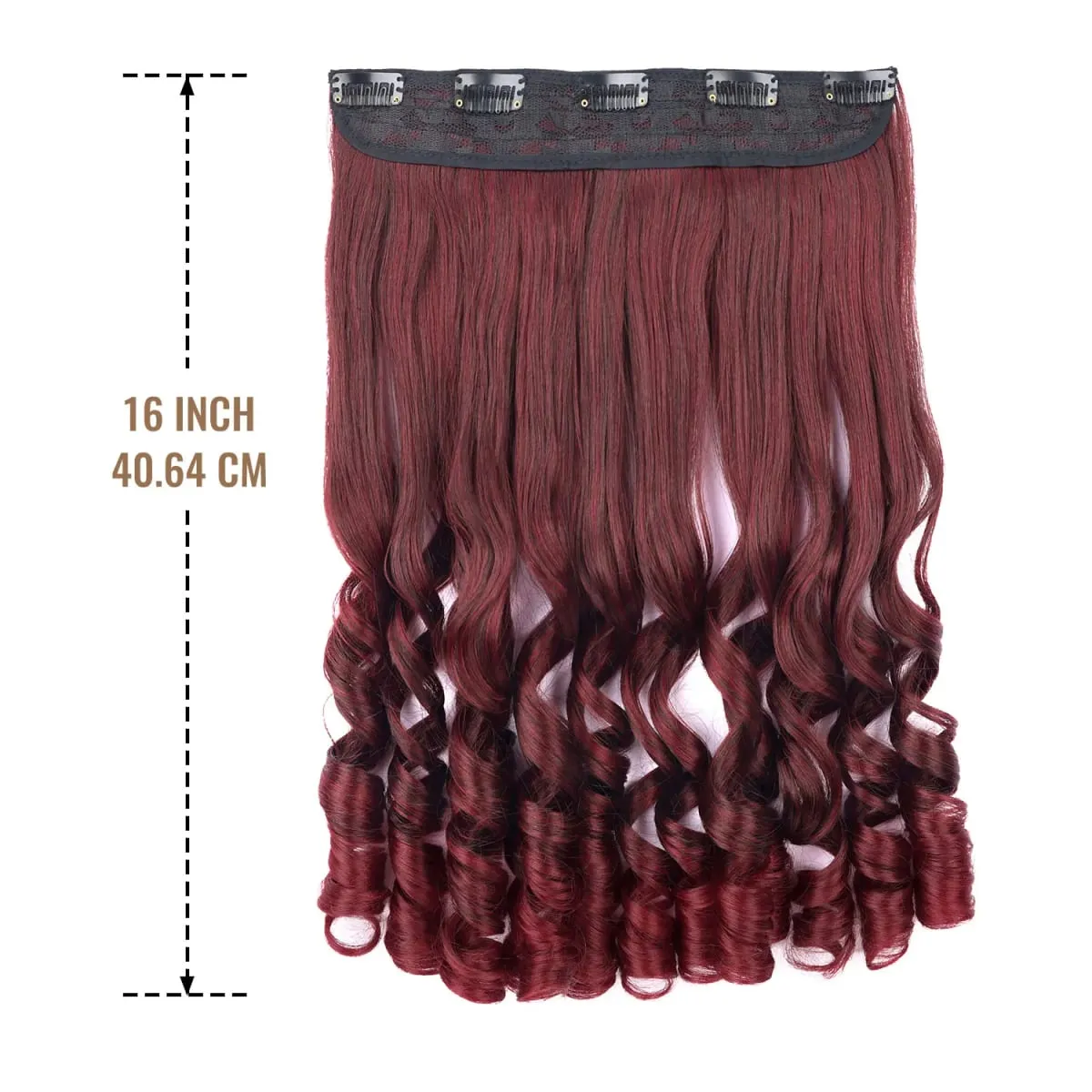 Synthetic clip in one piece hair extensions 5 clips in one piece hair wavy style 16inch french curl for women ladies daily party — image 6