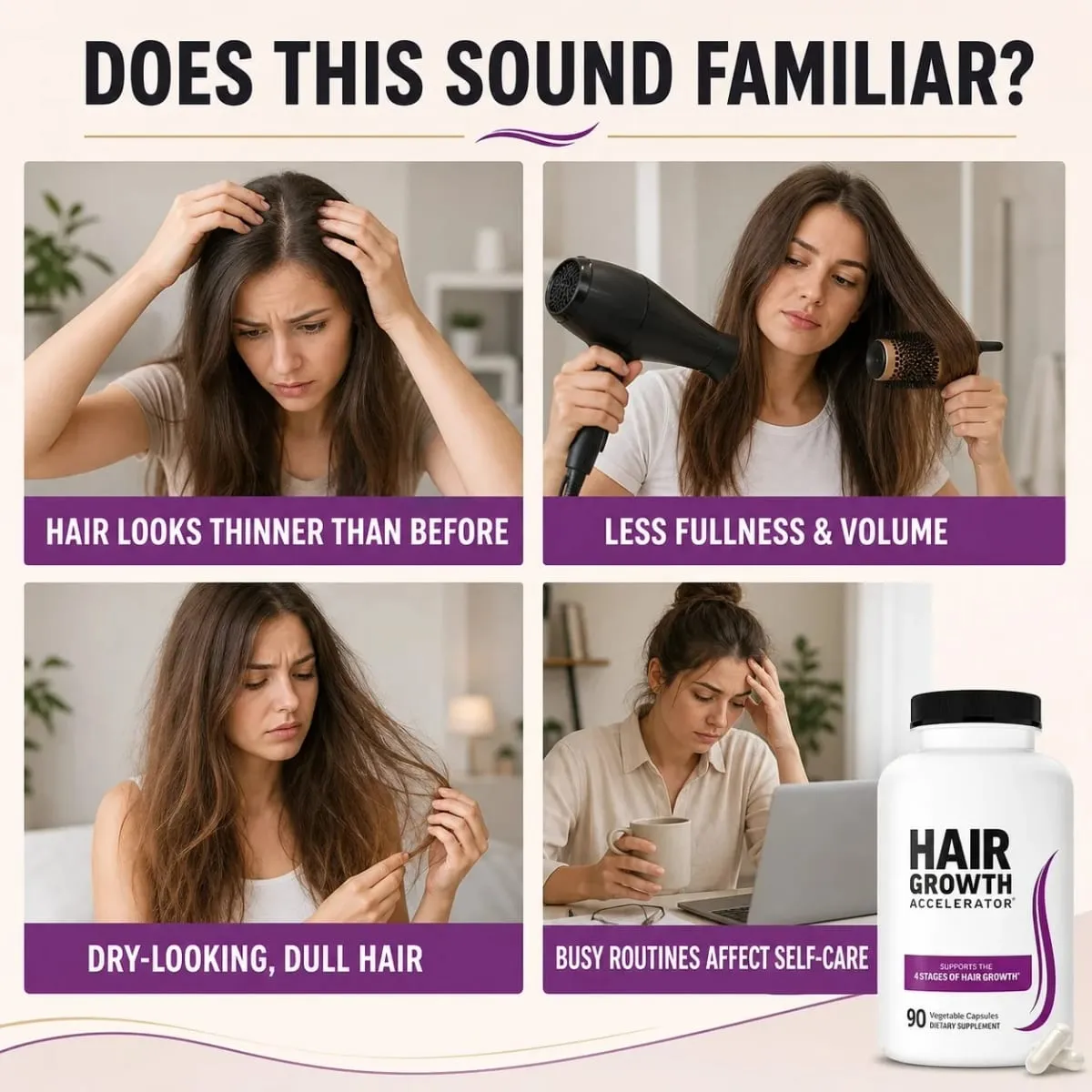 Hair Skin Nails Support Vitamins with Biotin Collagen Saw Palmetto 10000mcg Biotin Vegan Capsules Beauty Nutrition Formula — image 3