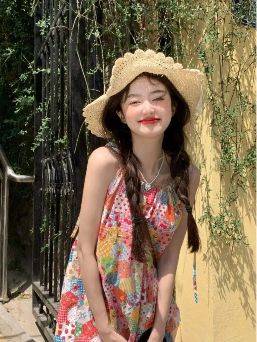 Unique Floral Print Summer Dress Women's Elegant Beach Vacation Strapless Midi Skirt Unique Beautiful Dress Ins Style A-Line ... — image 3