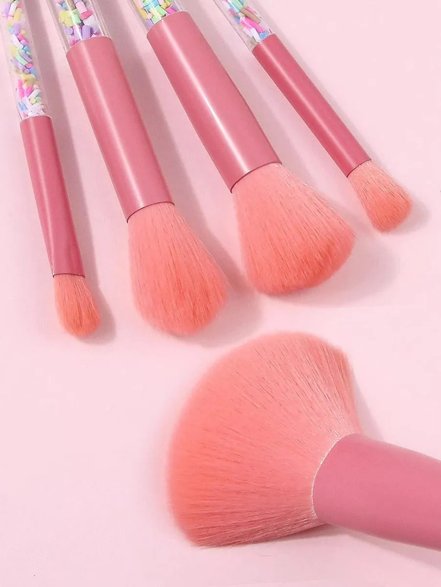 5Pcs Pink Makeup Brushes Set Soft Cosmetic Brushes Kit for Face Eye Makeup Beginner Daily Beauty Makeup Tools — image 5