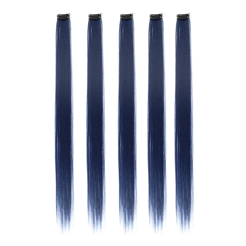 5pcs/set Colorful Clip In Synthetic Hair Extension Rainbow Long Straight Hairpieces For Women Girl Kids Y2K Style Daily Party — image 18