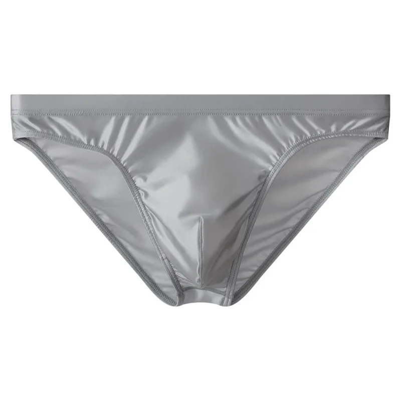 Luksus brun satin herrebikini trusser Høj elastisk linning Glat skinnende underbukser med 3D konturpose Åndbar intimitet — image 3