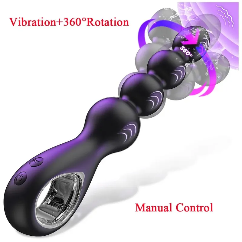 Vibrating Anal Beads Butt Plug Vibrator 360° Rotation Male Prostate Massager Anal Plug Stimulator Sex Toys for Women Men