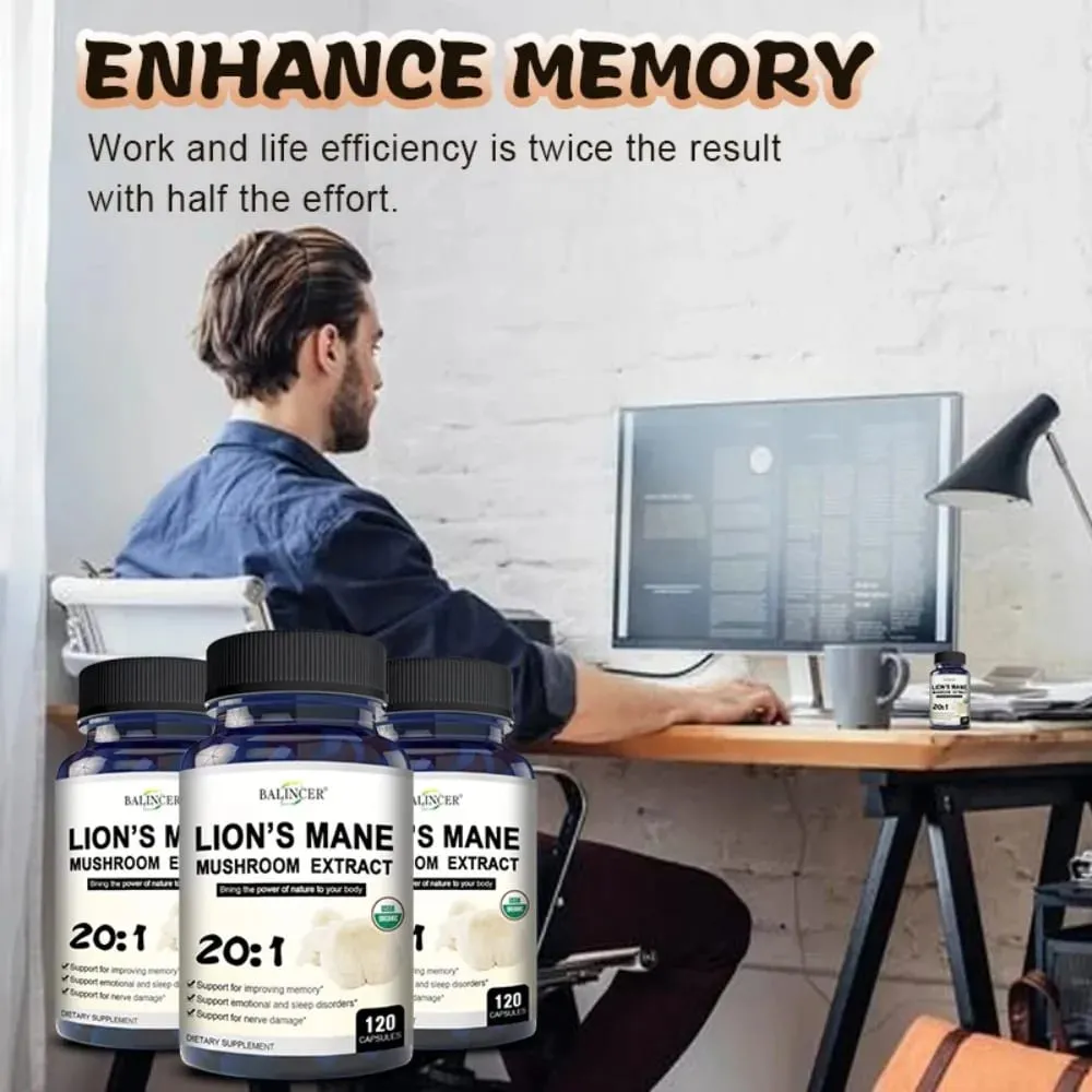 Lion's Mane Mushroom Capsules - Strengthens The Brain Memory and Cognition Improves Mood and Sleep Quality Supplements — image 5