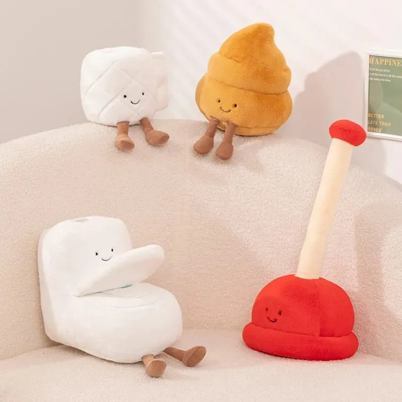 Kawaii Toilet Plush Humanoid Toy Stuffed Poop Roll Paper Plushie Smiling with Legs Prop Decor Gift — image 3