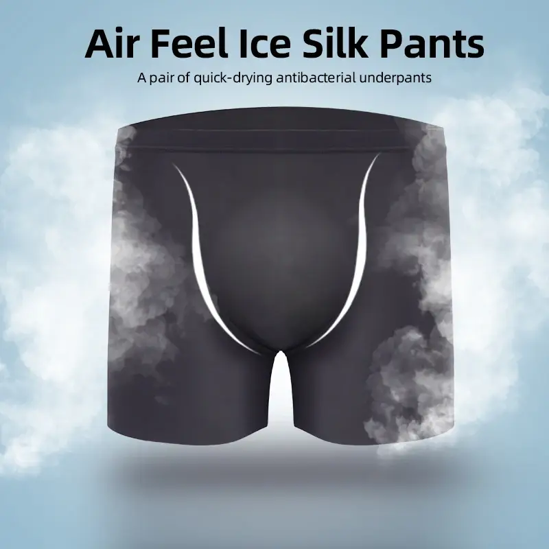 4Pcs Men Ice Silk Boxer Briefs Ultra Thin Transparent Breathable 3D Pouch Soft Mid Waist Men Underwear Shorts — image 4