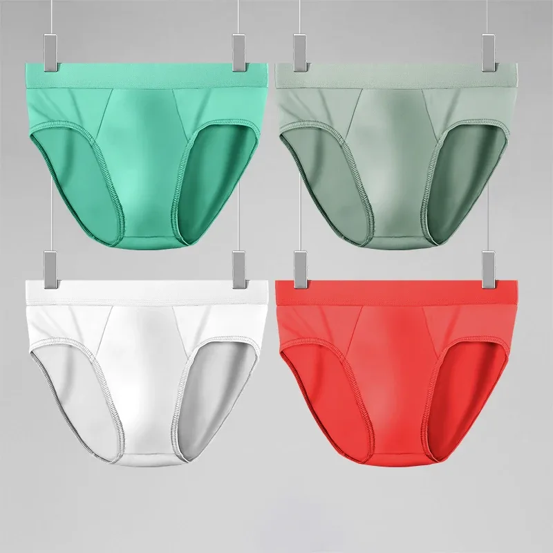 1pc Men's ice - silk underwear. Thin - style for summer, with U - convex briefs. solid - colored shorts — image 7