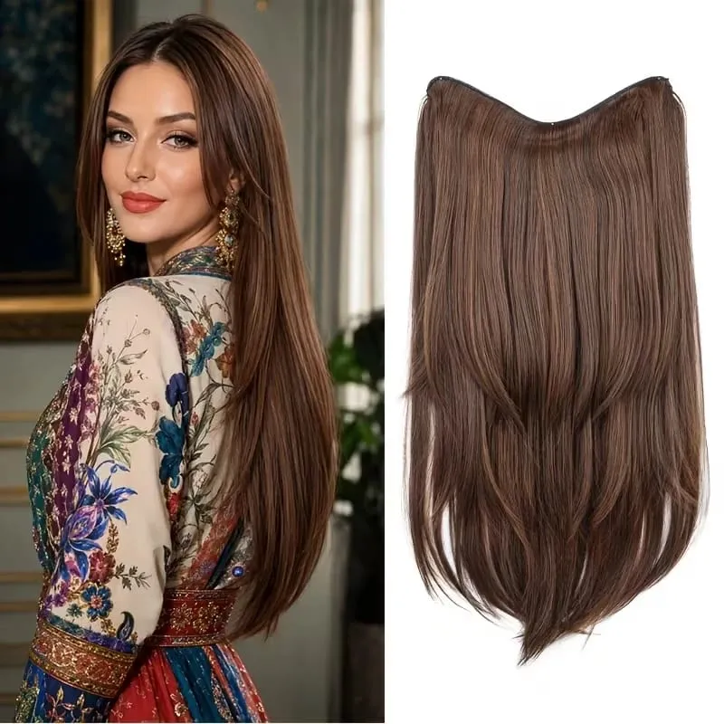 22Inch Synthetic Long Straight Multi Layer Hair Extension BB Clip Style Fiber Hairpiece for Women Daily Wear Confident Elegant — image 13