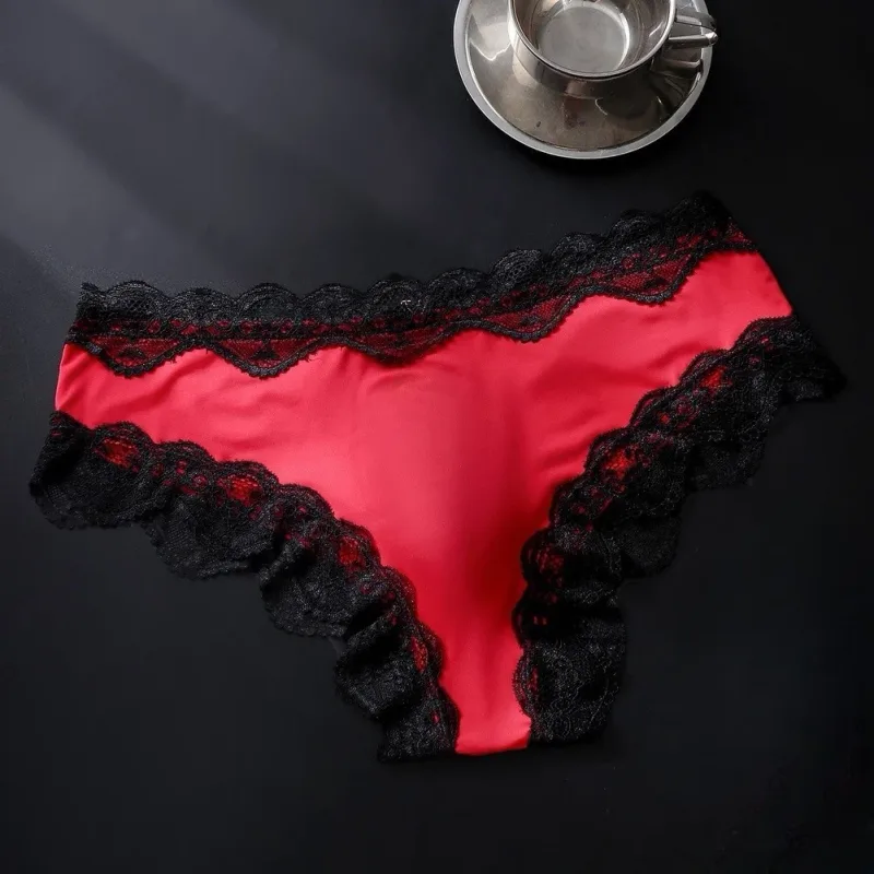 Men Panties For Men Lace Trim Briefs Breathable High Elastic 3D Convex Pouch Underpant Sexy Thin See Through Underwear — image 2