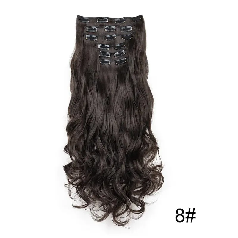 22Inch Synthetic 6pcs/set Long Curly Hair Extension Thick Soft Hairpiece for Short Hairline Coverage for Women Daily Use — image 17