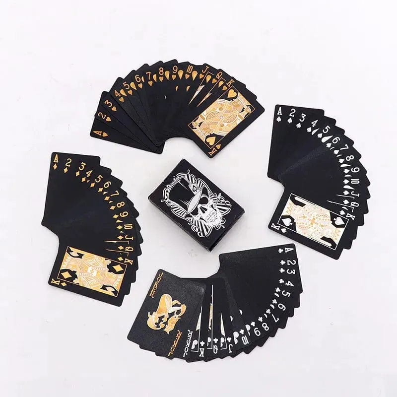 Black Gold Waterproof Magic Poker Card Set Skeleton Poker Card Game Deck Magic Prop Box Set Board Game Gift Set