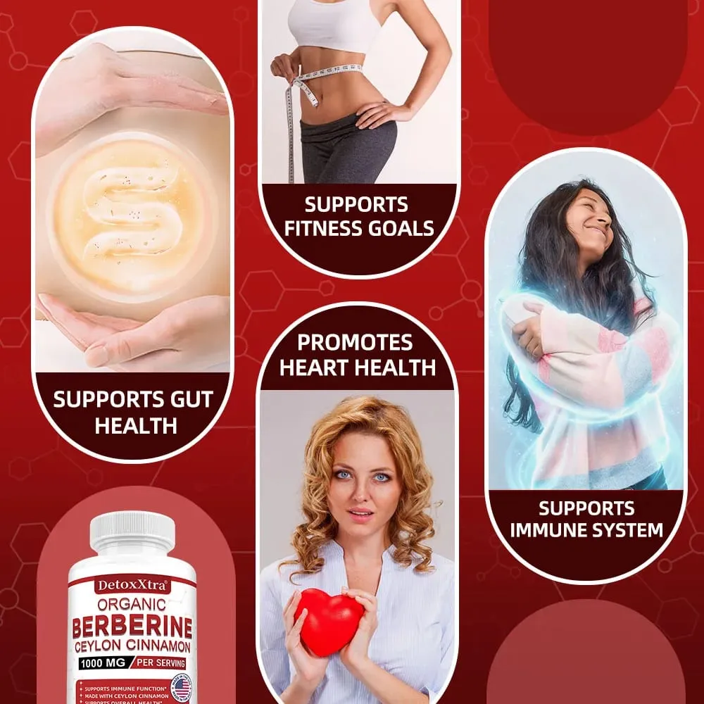 Premium Berberine HCL - Blood Sugar Support Heart Health - Ceylon Cinnamon Berberine HCI Supplement Capsules 1000MG — image 5