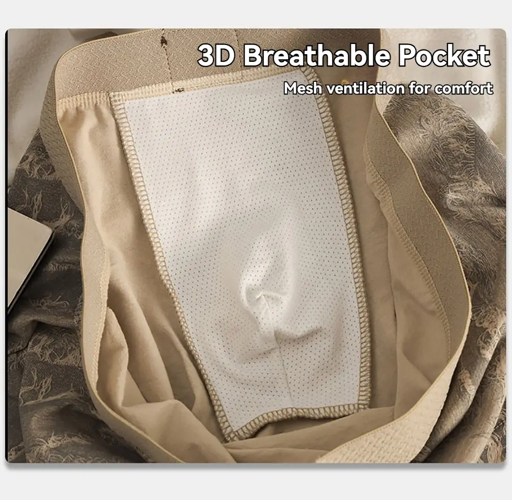 3PCS/Pack 100% Cotton Luxury Print Boxers Hombre 3D Mesh Breathable Antibacterial Pouch Underwear Comfortable Soft Men's Panties