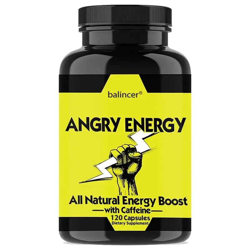 Angry Energy Caffeine Capsules Natural Non-GMO Increase Stamina and Focus Mind & Body Health