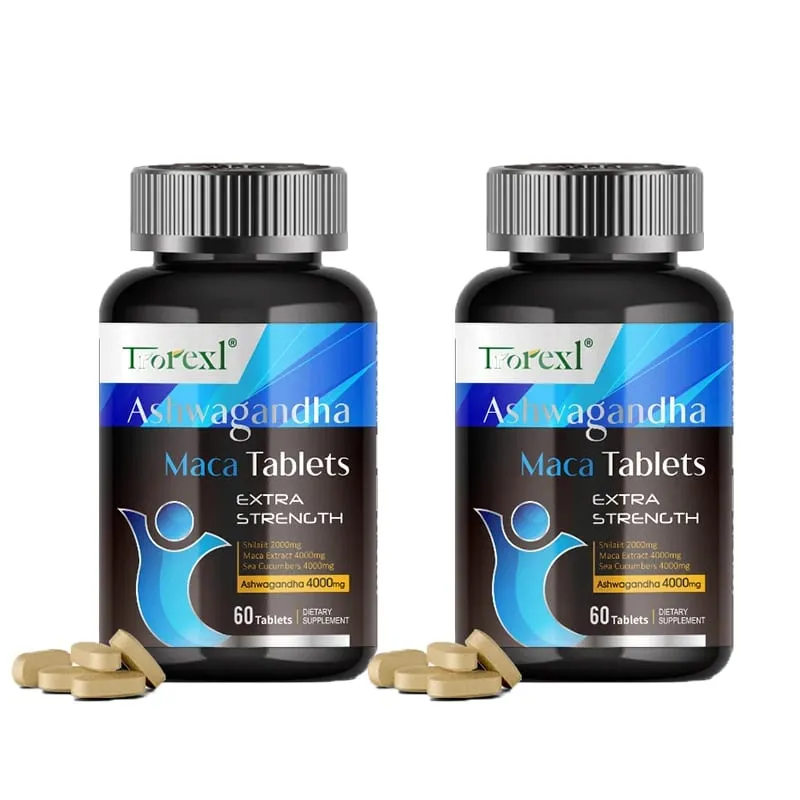 Ashwagandha-Kapsel unterstützt die reproduktive Gesundheit. Natürliche Energizer-Ergänzung für den Mann