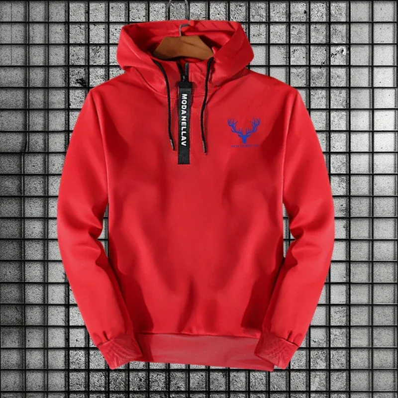 Autumn Winter Daily Casual Sports Pullover 2026 New Arrival Men's Half Zipper Hoodie Urban Fashion Hooded Long Sleeve Sweatshirt — image 5